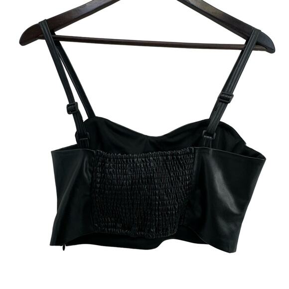 Black Faux Leather Crop Top Sexy Rock & Roll Festival Punk Bustier/ Corset Large - Picture 2 of 4